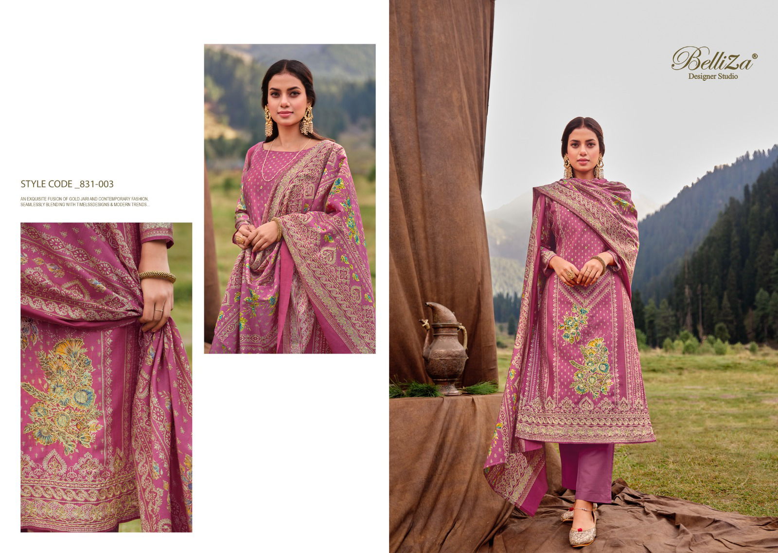 Khwaab By Belliza Viscose Muslin Designer Pakistani Suit Catalog